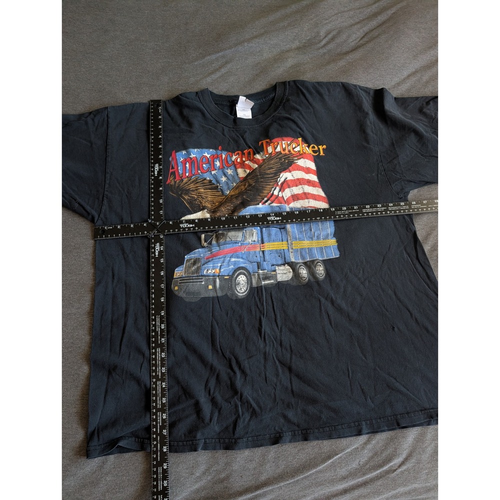 Gildan American Trucker Graphic Tee Black Eagle Semi Truck Mens 2XL